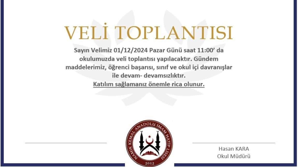 Veli Toplantısı- 01/12/2024